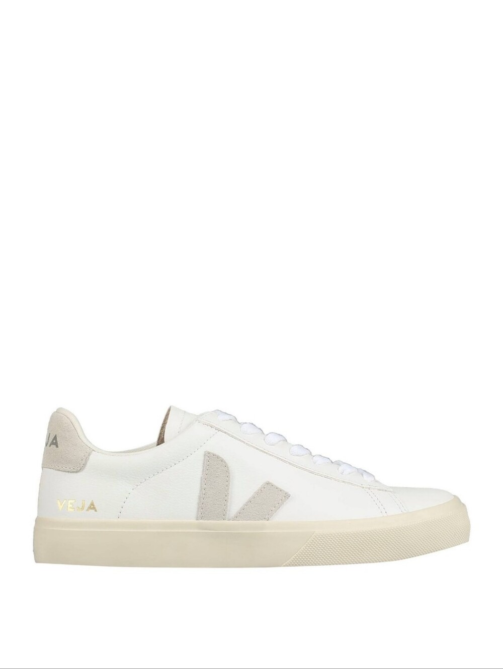 Veja, White & Natural Suede Low-Top Sneakers - Minimal Leather Trainer